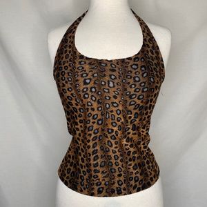 vintage y2k cheetah burnout halter top